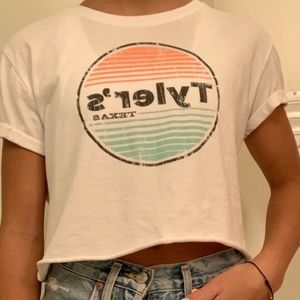 Tyler's Texas epic degrees white crop shirt